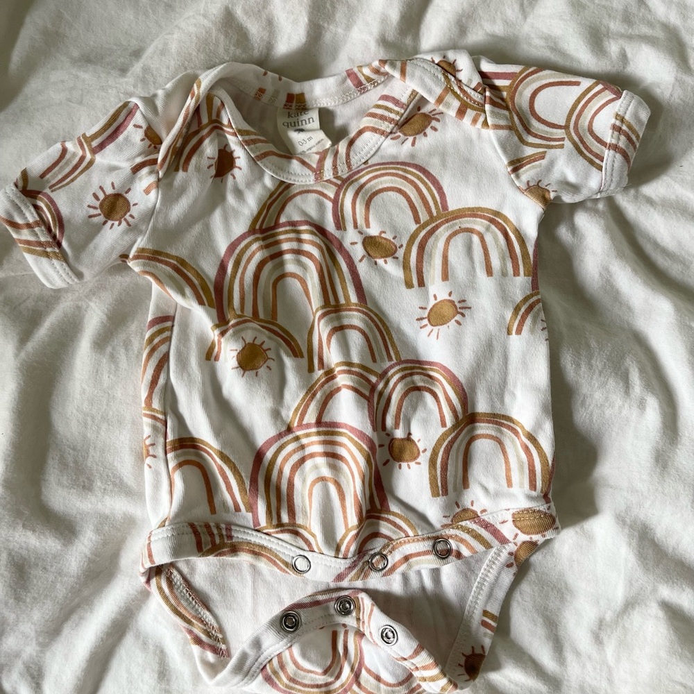 Kate Quinn White and Brown Rainbow Bodysuit